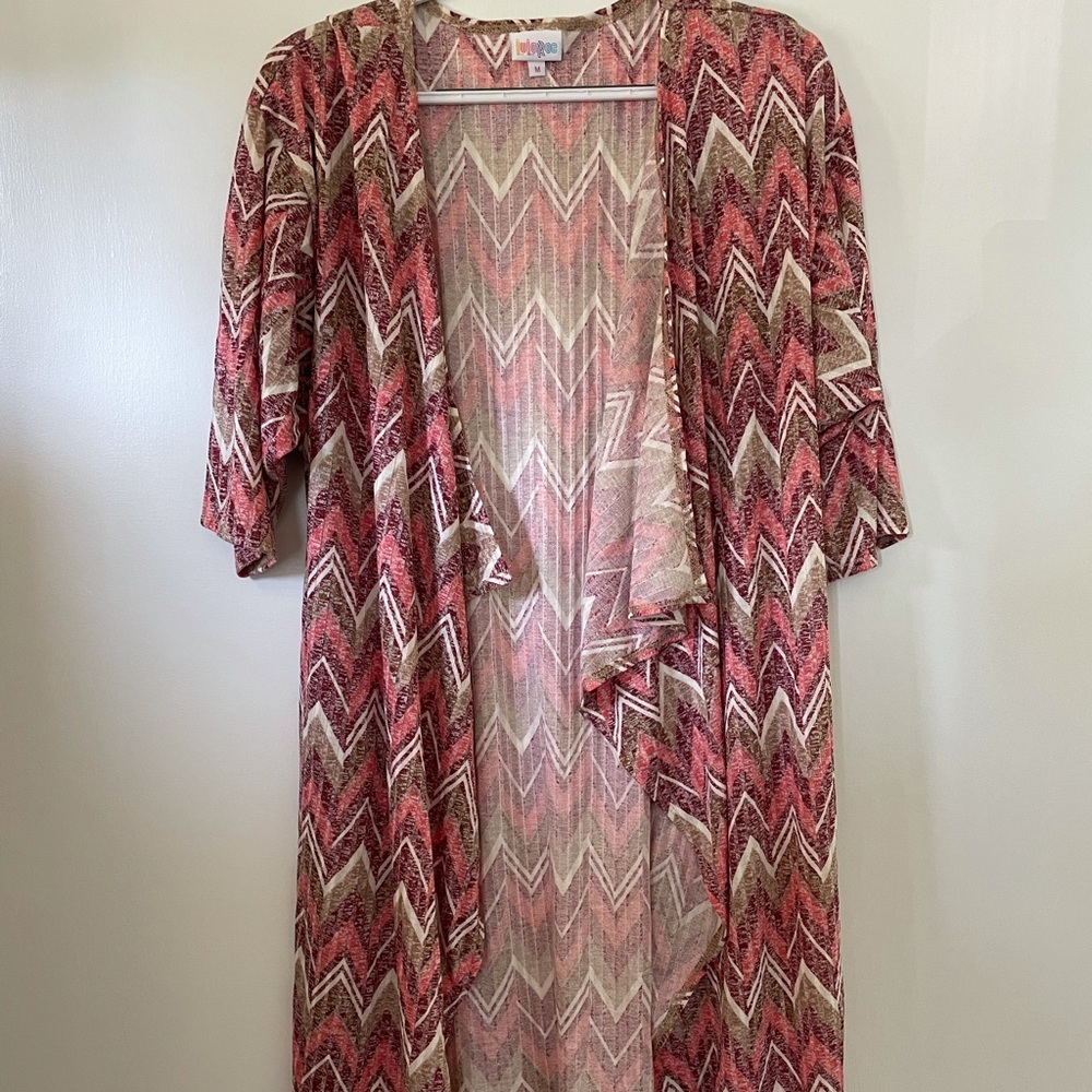 Lularoe Shirley Pink chevron ribbed cardigan Med